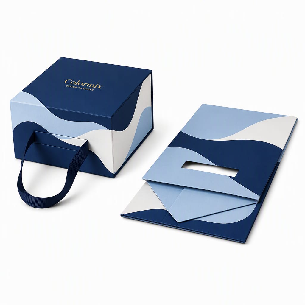 Foldable Gift Box with Ribbon Handle — foldable gift box with ribbon handle