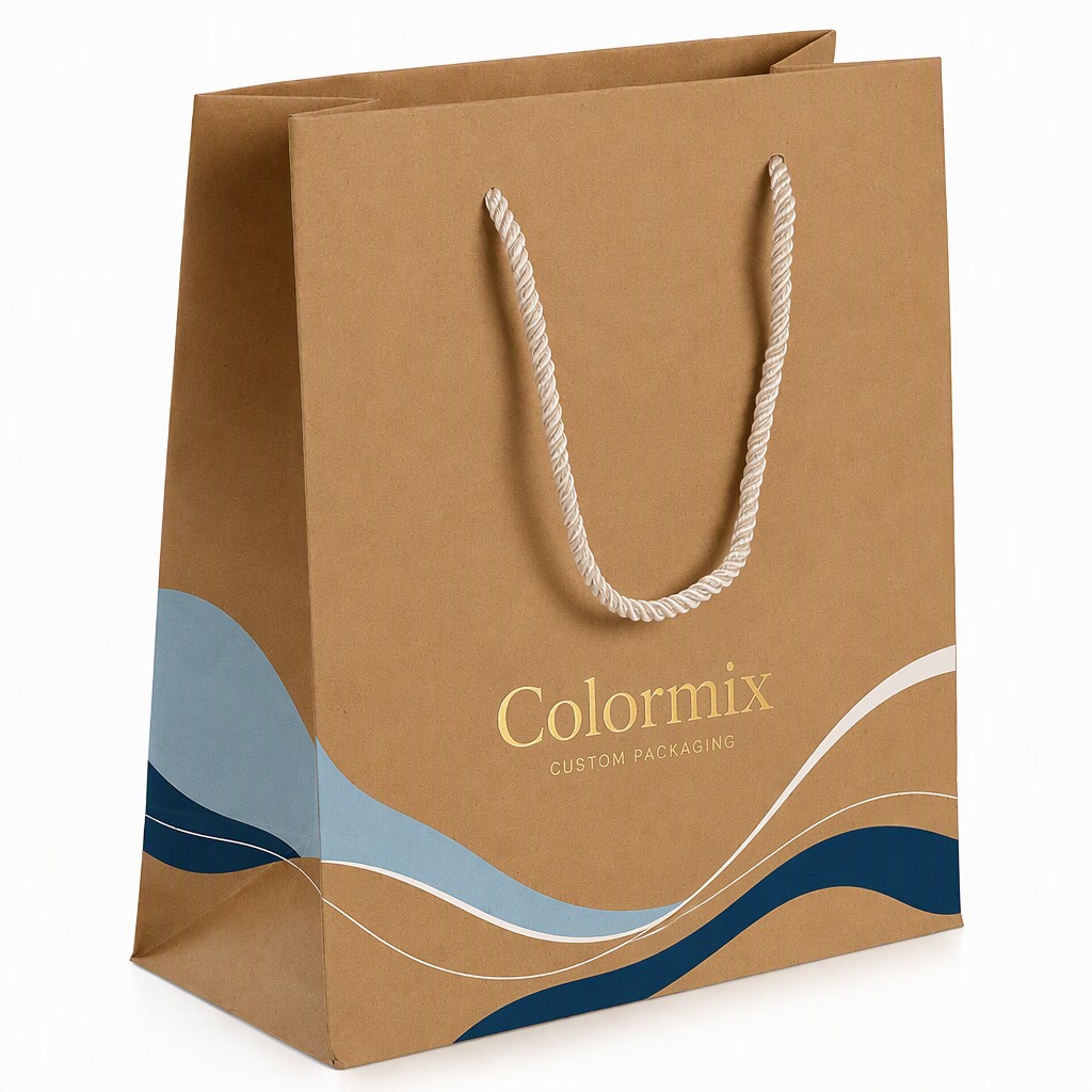 Kraft Shopping Bag with Rope Handle — kraft shopping bag with rope handle by Colormix Packaging